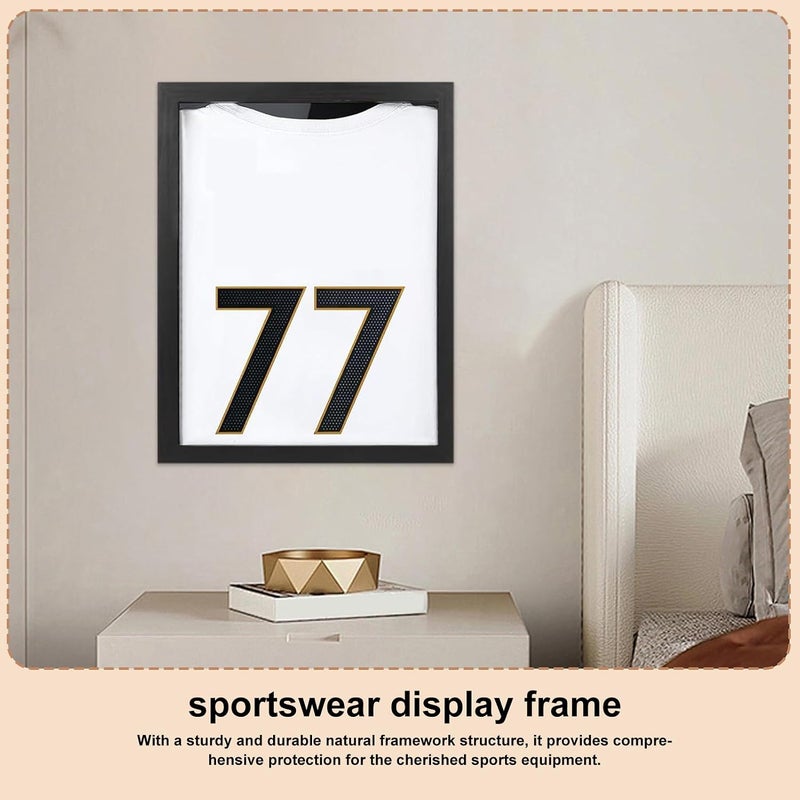 Sports Shirt Display, Wooden , Case with UV Protection Feature, Case with Sportswear Detail, Wall Accessory, Utility Aid for Cabinet Fans Players Collectors Athletes Baseball Soccer - Image 4