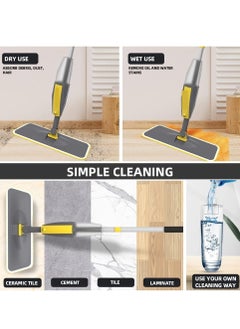 Generic Stainless Steel Flat Spray Mop | 360 Degree Flexible & Mobile Mop Head | Microfiber Cleaning Mop With Refillable Tank & Spray Nozzle Suitable For Hardwood, Laminate, Ceramic, Vinyl, Tile, & More  - Image 4