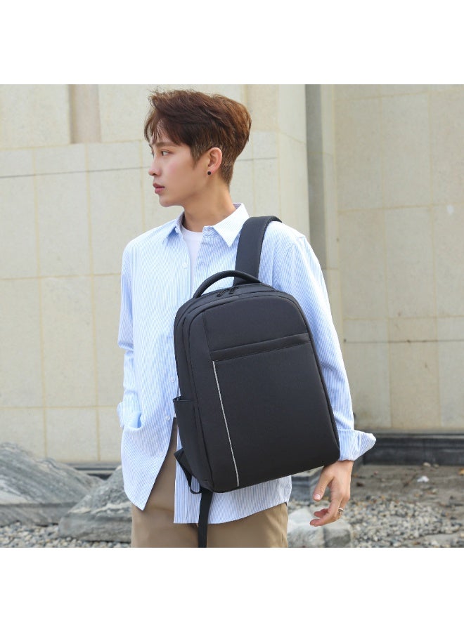 RAHALA RAL-619 This sleek, all-black backpack is designed for the modern commuter. Featuring a minimalist, water-resistant design and dedicated padded laptop sleeve, it keeps your tech safe and dry. Lightweight, durable, and comfortable for all-day wear. Perfect for work, university, or travel. - Image 3