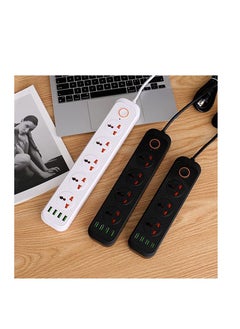 TYCOM Tycom Power Strip Surge Protector with USB- Extension Cord Flat Plug with Widely 3 AC Outlet and 4 USB, Small Desktop Station with 6 ft Power Cord, Compact Socket (A01 Black)  - Image 3