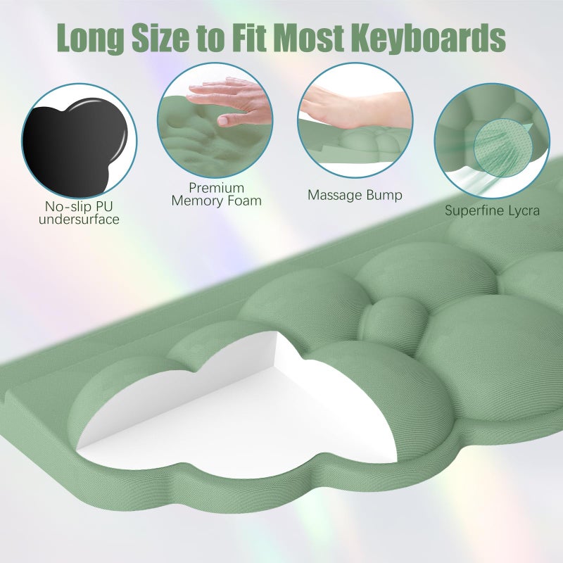 Lomil Wrist Rest with Keyboard Stand, Ergonomic Computer Wrist Support Pad, Cloud Keyboard Riser Holder with Wrist Pad, Memory Foam Desk Cushion, Palm Hand Typing for Office Home School-Green - Image 5