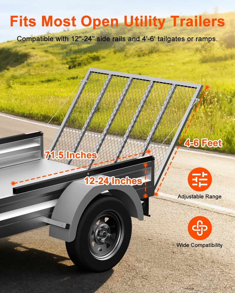 JY PERFORMANCE Trailer Gate Lift Assist, for Open Utility Trailer Tailgate Ramp, 2 Sides Black, with 12 to 24 Inch Heights Side Rail and 4 to 6 Feet Height Tail Gate or Ramp - Image 2