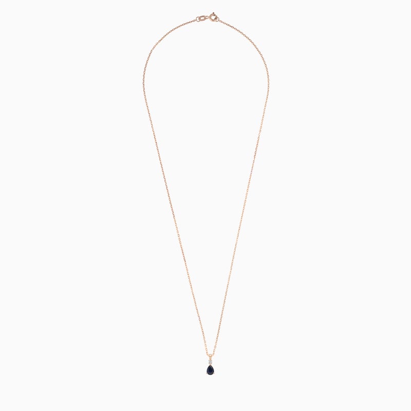 Jawhara Jewellery قلادة من الذهب الوردي عيار 18 للنساء، باندنت من الياقوت على شكل كمثرى والماس الطبيعي، مجموعة كلاسيكية ملونة من المجوهرات الفاخرة، قلادة هدية أنيقة متألقة من جوهرة المجوهرات - Image 2