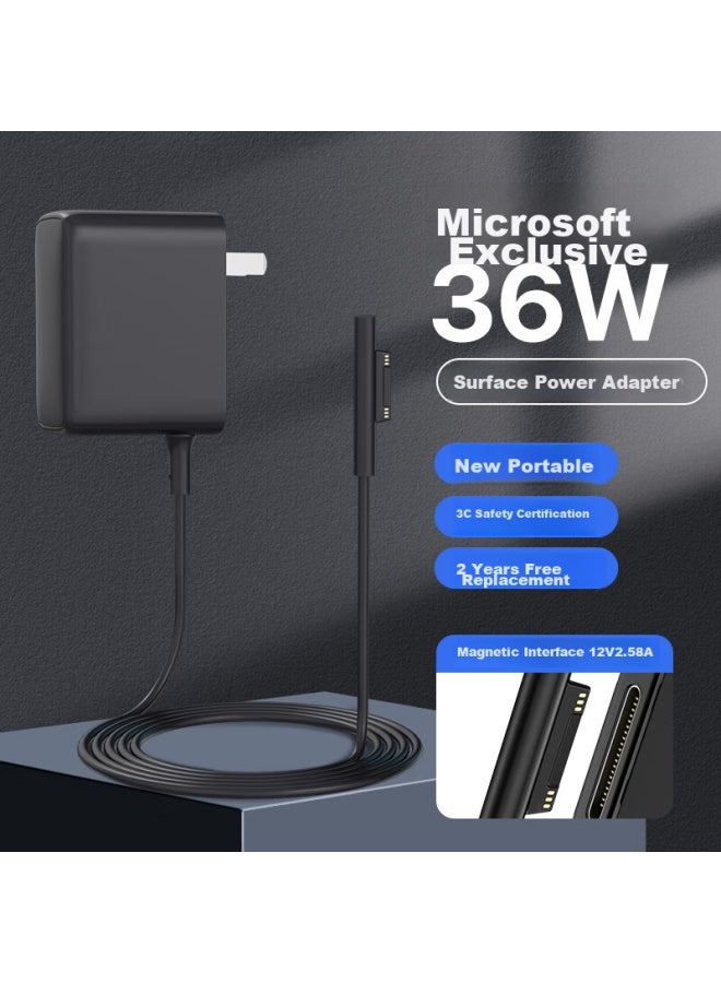 Elei شاحن لابتوب تابلت مايكروسوفت إيللي، Surface Pro3/4/5/6/Go/لابتوب/كتاب، 12V2.58A 36W كابل محول طاقة - Image 2