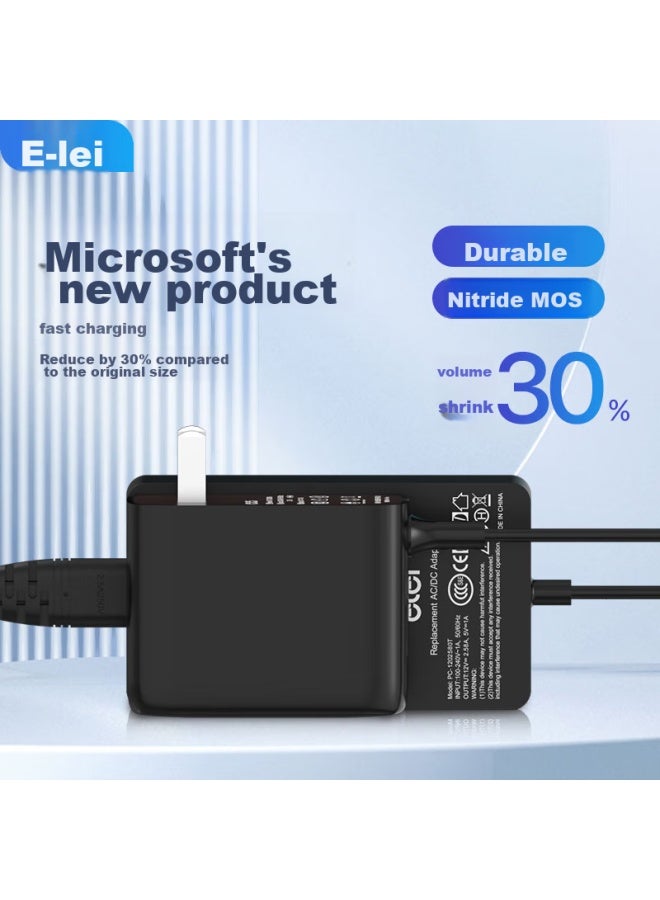 Elei شاحن لابتوب تابلت مايكروسوفت إيللي، Surface Pro3/4/5/6/Go/لابتوب/كتاب، 12V2.58A 36W كابل محول طاقة - Image 1