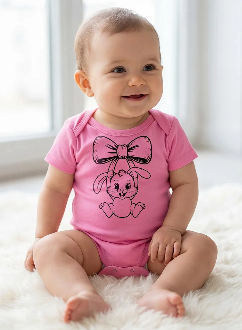 Funkaar Funkaar Pink Bunny Print Baby Bodysuit