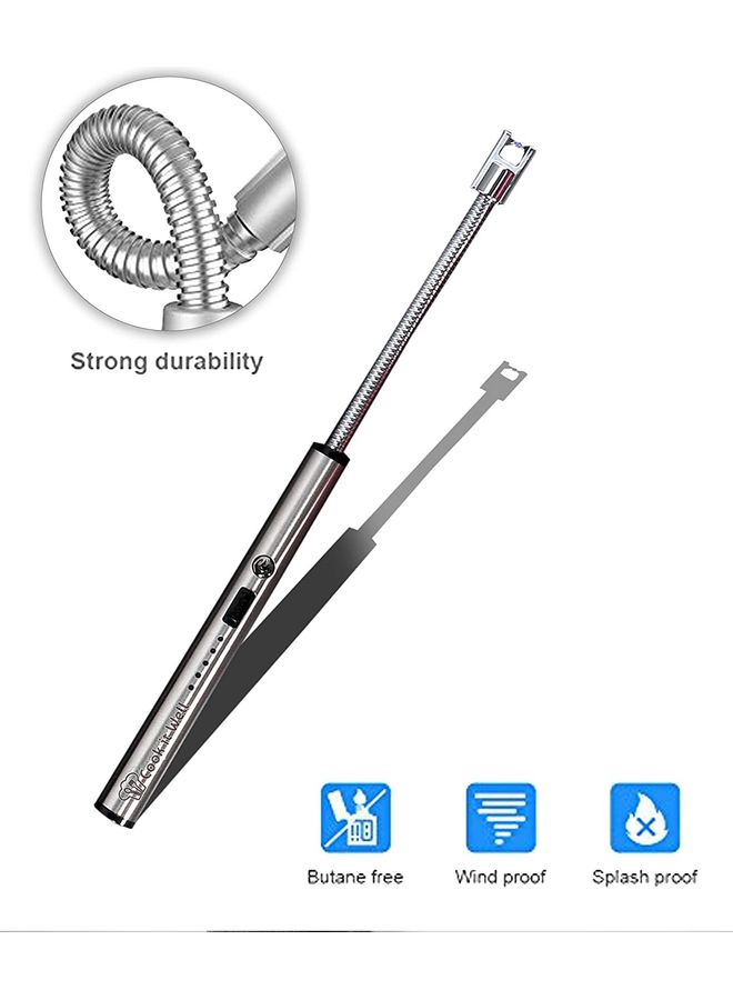 ACHAS USB Rechargeable Electric Lighter Silver 27.2cm - Image 2