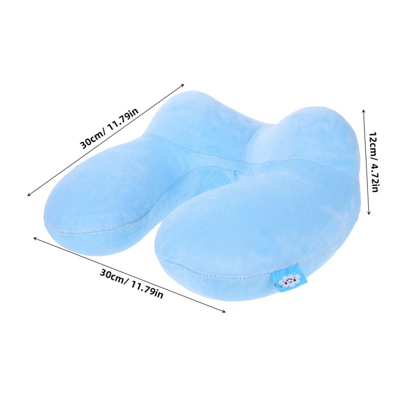 Inflatable U Shaped Travel Pillow With PVC Support For Neck And Shoulder Sky Blue - Image 3