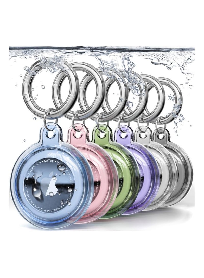 general Waterproof Airtag Holder 6 Pack Apple AirTags with Keychain AirTag Case for Luggage Dog Collar and Keys Anti-Scratch Full Body Protective Airtag Holder 6 Colors - Image 2