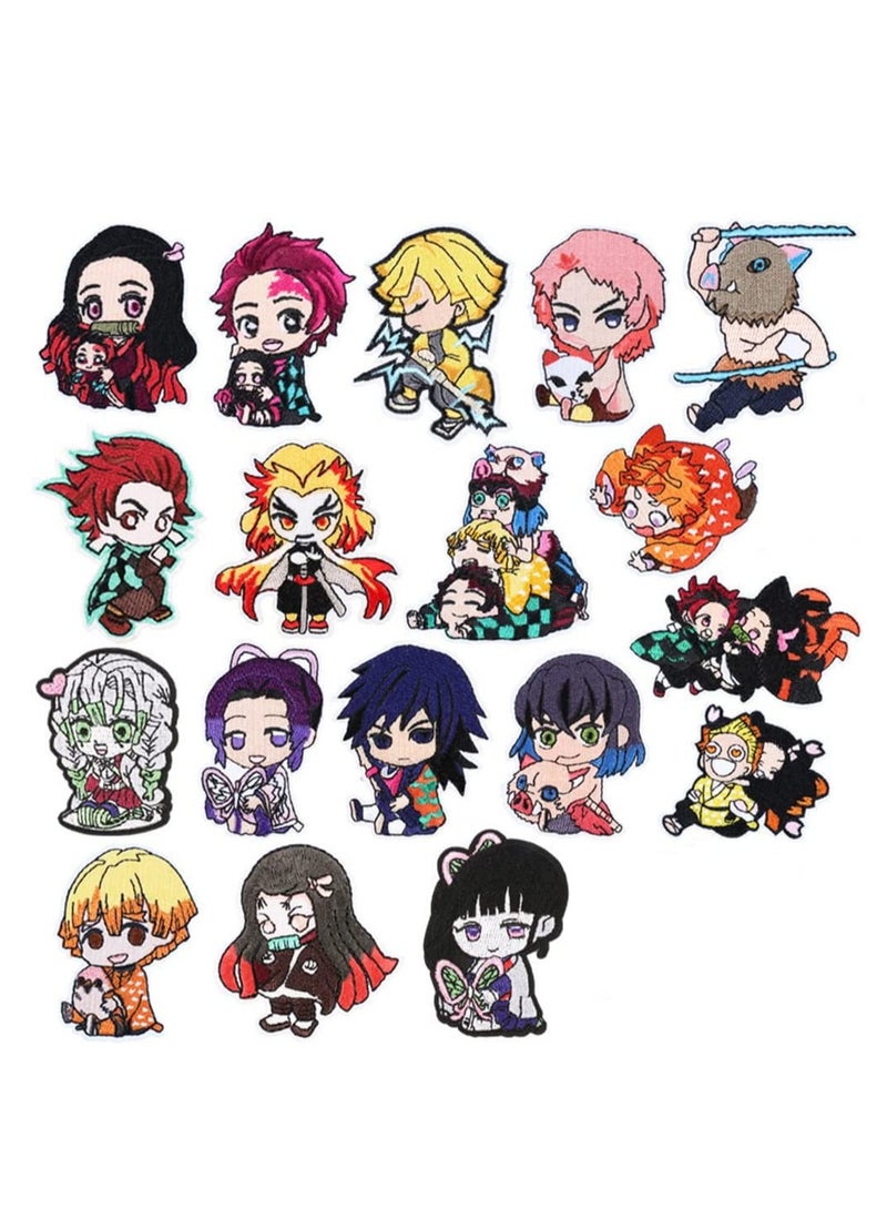 Iron on Patches for Clothing,19 Pieces Iron on Patches Anime Patches Demon Slayer Embroidered Iron on Sew on Decorative Applique Patch Patches for DIY Jeans Jackets Shirts Bag Caps - Image 1