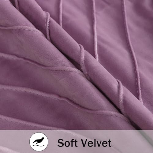 Tosleo Purple Velvet Throw Pillow Covers 18 x 18 inch Pack of 2 with Gold Leather Decorative Couch Pillow Cover Luxury Modern Pillowcases for Living Room Bedroom Sofa Cushion Bed - Image 4