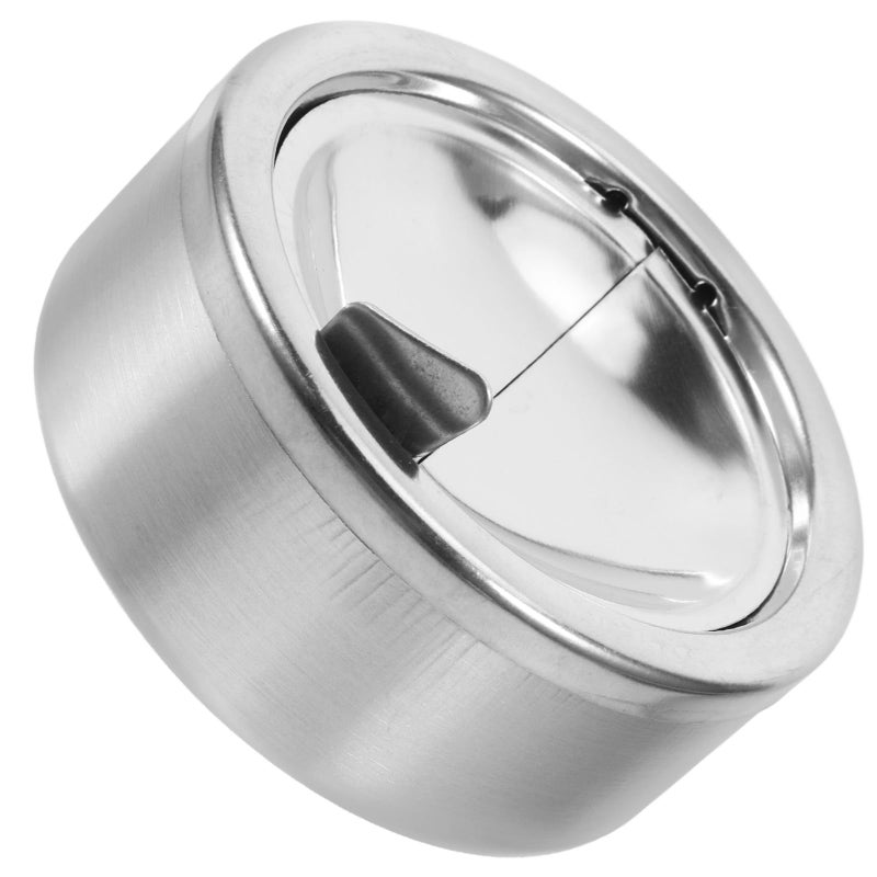 Thickened Stainless Steel Ashtray with Lid Windproof for Home Patio Desktop Use - Image 2