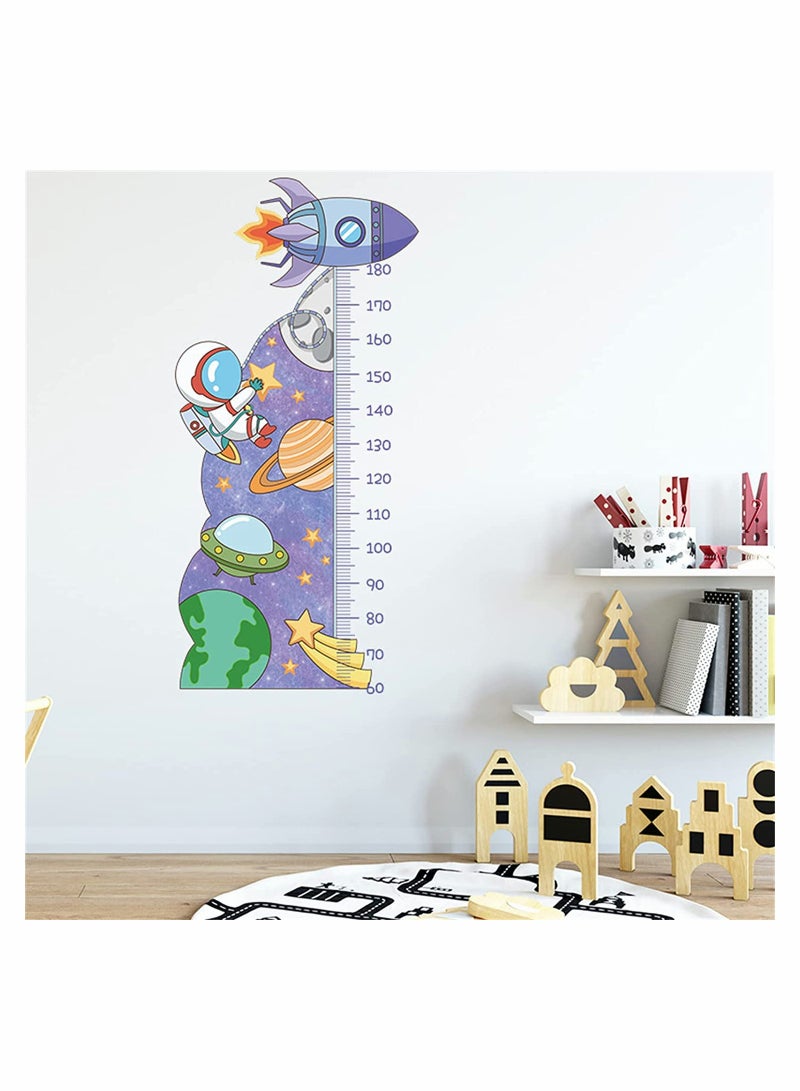Kids Height Growth Chart Wall Stickers Outer Space Decals Astronaut Measuring Ruler Wallpaper Peel and Stick for Living Room Bedroom Decor - Image 1