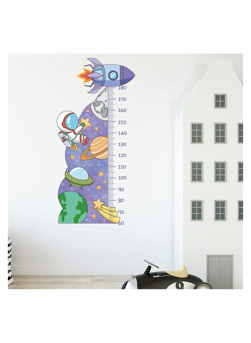 Kids Height Growth Chart Wall Stickers Outer Space Decals Astronaut Measuring Ruler Wallpaper Peel and Stick for Living Room Bedroom Decor - Image 4