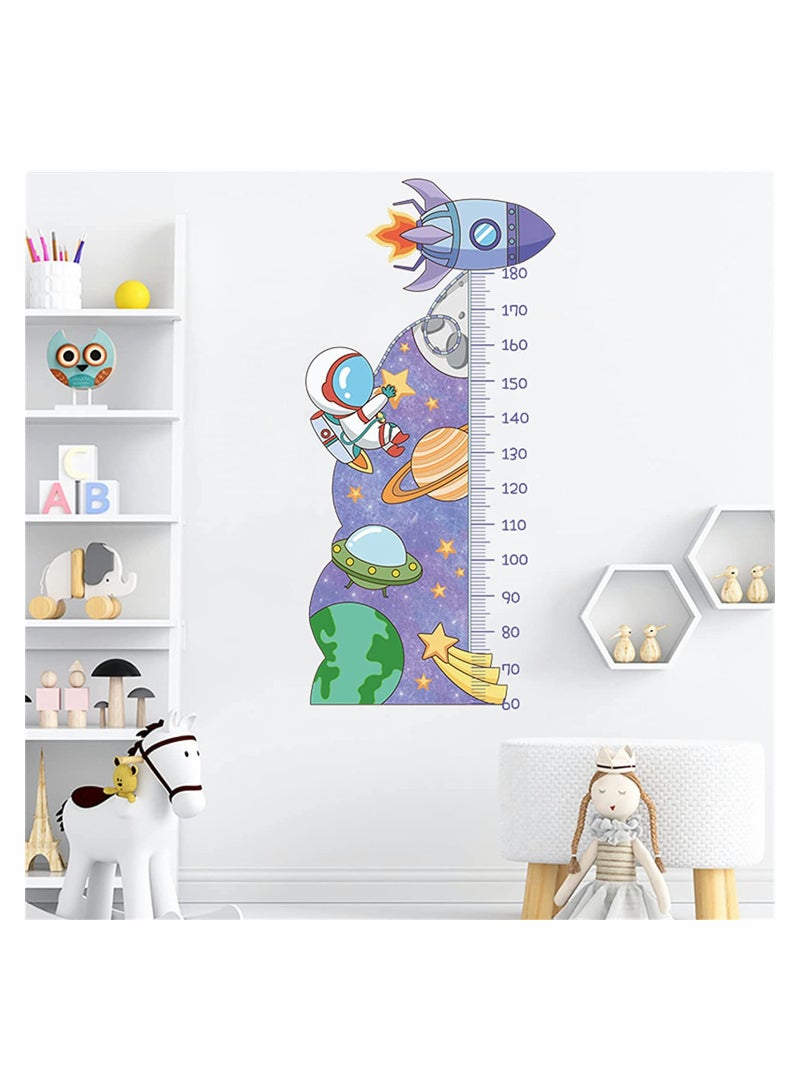 Kids Height Growth Chart Wall Stickers Outer Space Decals Astronaut Measuring Ruler Wallpaper Peel and Stick for Living Room Bedroom Decor - Image 3