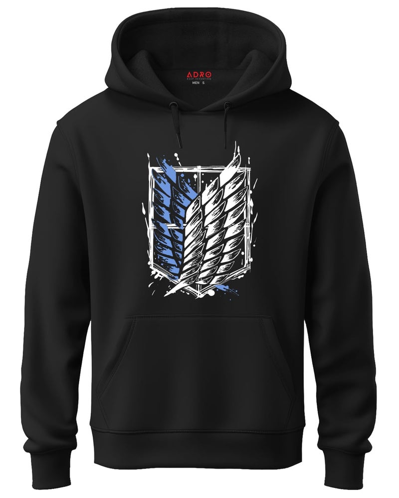 ADRO Men's Cotton Neck Hooded Sweatshirt (H22-2-WINN-BL_Black_L) - Image 1