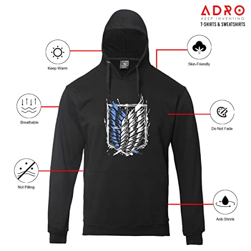 ADRO Men's Cotton Neck Hooded Sweatshirt (H22-2-WINN-BL_Black_L) - Image 4
