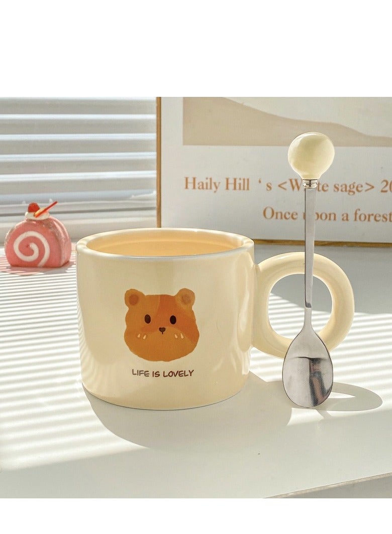 400ML capacity, Super Cute High-Quality Bear-Shaped Mug, Couple Ceramic Cup, Essential For Drinking Water, Coffee, And Breakfast, With Lid And Spoon Design  - Image 4