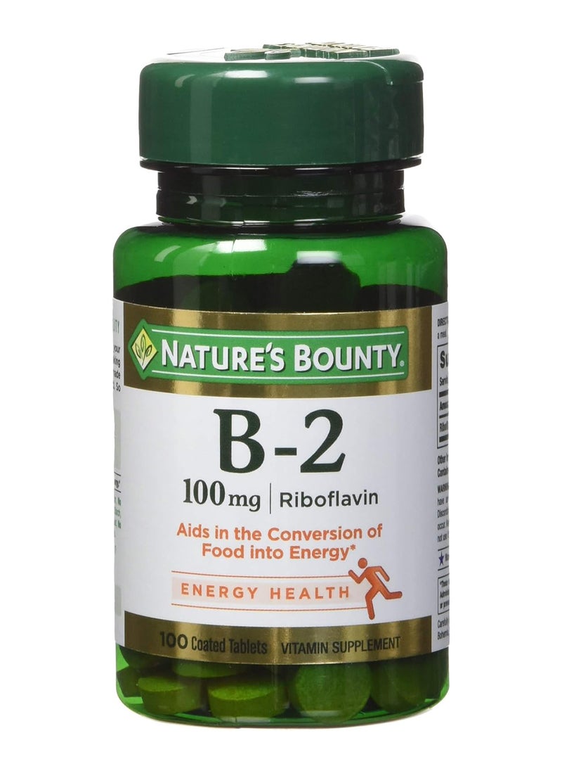 NATURE'S BOUNTY Vitamin B2 100 Mg 100 Coated Tablets Pack Of 4  - Image 2