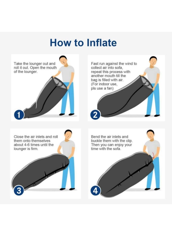 Meetion Inflatable Lounger, Portable Inflatable Couch Mesh Hollow Air Hammock Anti Leakage Air Chair for Outdoor Camping Hiking Beach Traveling Music Festivals Backyard, No Pump Required (Orange)  - Image 5