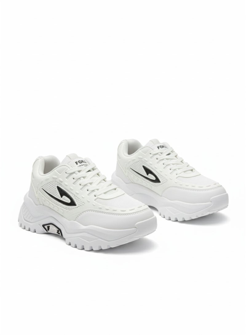 Vbranda Sneakers Stylish All-White Chunky L-1040-WHITE&BLACK - Image 2