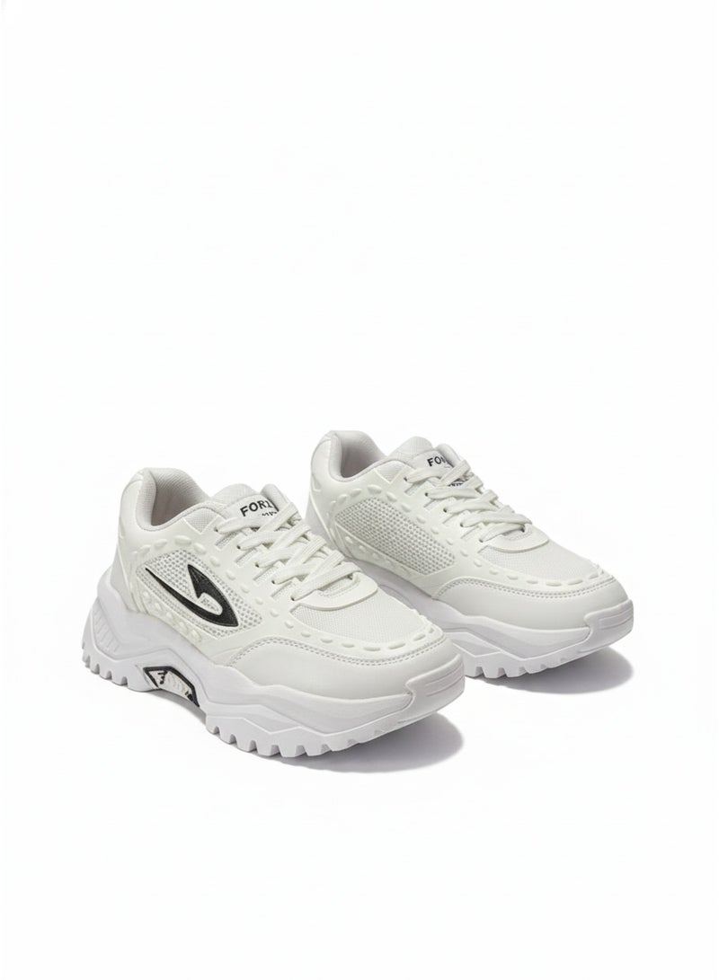 Vbranda Sneakers Stylish All-White Chunky L-1040-WHITE&BLACK - Image 3