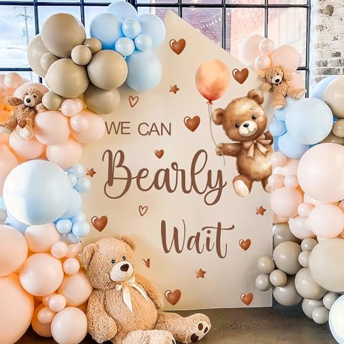 HATARU Baby Shower Sign Decorations Decal We Can Bearly Wait Sign for Backdrop Gender Reveal Party Decoration for Balloon Arch Boy or Girl Sticker Baby Bear Welcome Signs for Pregnancy Party Photo Background - Image 2
