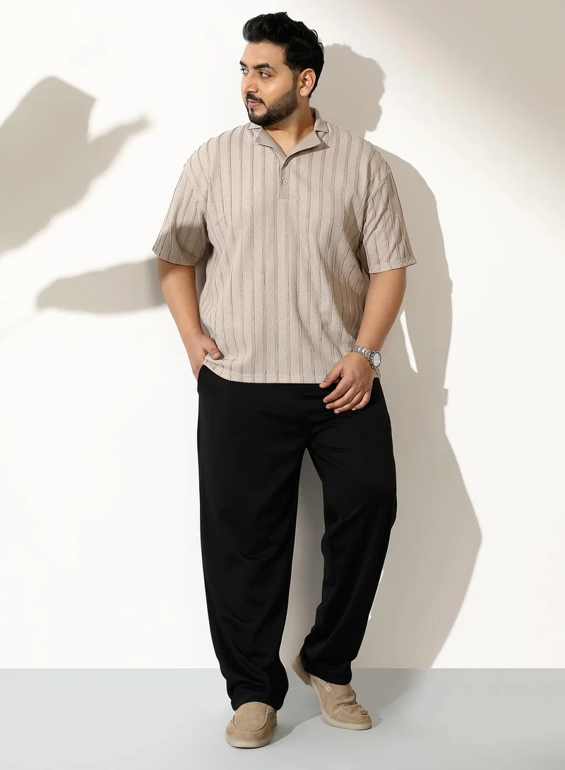 Instafab Plus  Men's Saltbox Beige Wicker-Tactile Polo T-Shirt for Men | Best Price UAE