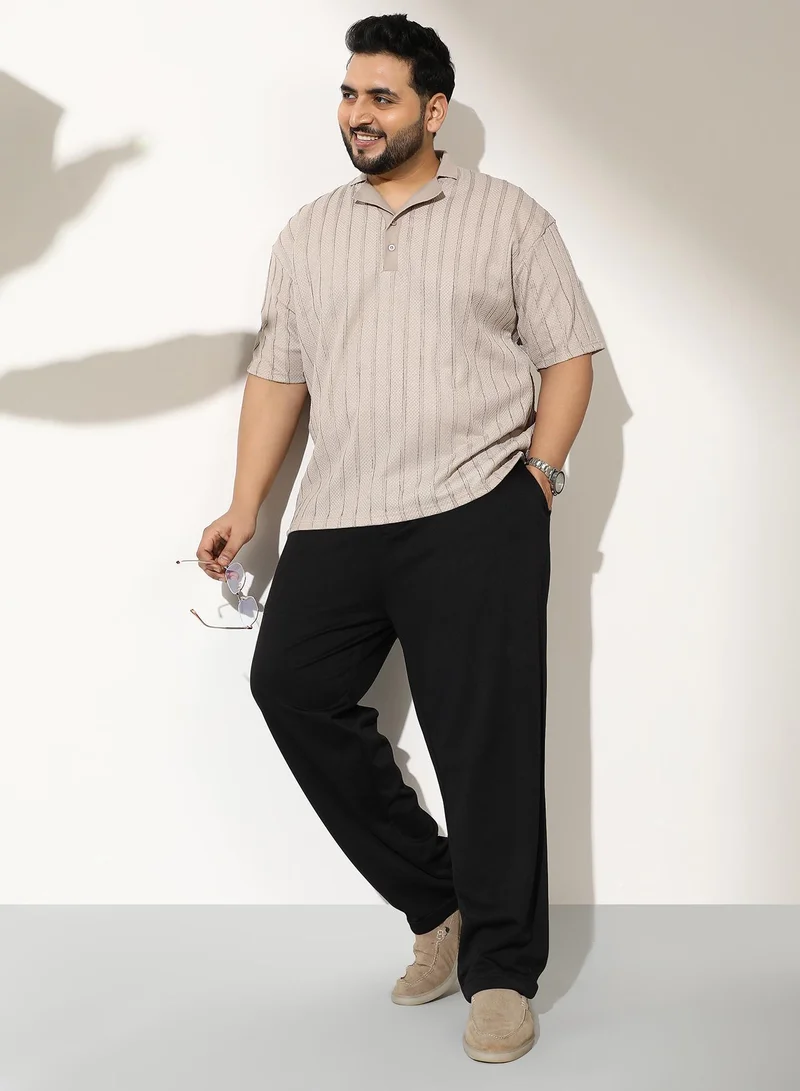 Instafab Plus  Men's Saltbox Beige Wicker-Tactile Polo T-Shirt for Men | Best Price UAE