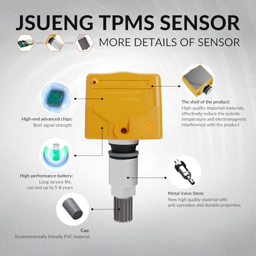 Jsueng Set of 4 TPMS Sensor, Tire Pressure Monitoring System Sensor for Nissan Maxima 350z Altima Versa Infiniti Replaces 40700-JA01B 407001AA0B 40700JA01C 315MHZ - Image 3