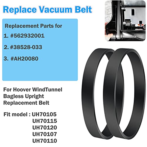 ATUOE Vacuum Belts Replacement for Hoover 562932001 Vacuum Belt, Vacuum Cleaner Belts 562932001/38528-033/38528-058/AH20080, fits Model: UH70100, UH70105, UH70106, UH70107, UH70110, UH70115, UH72011 - Image 2