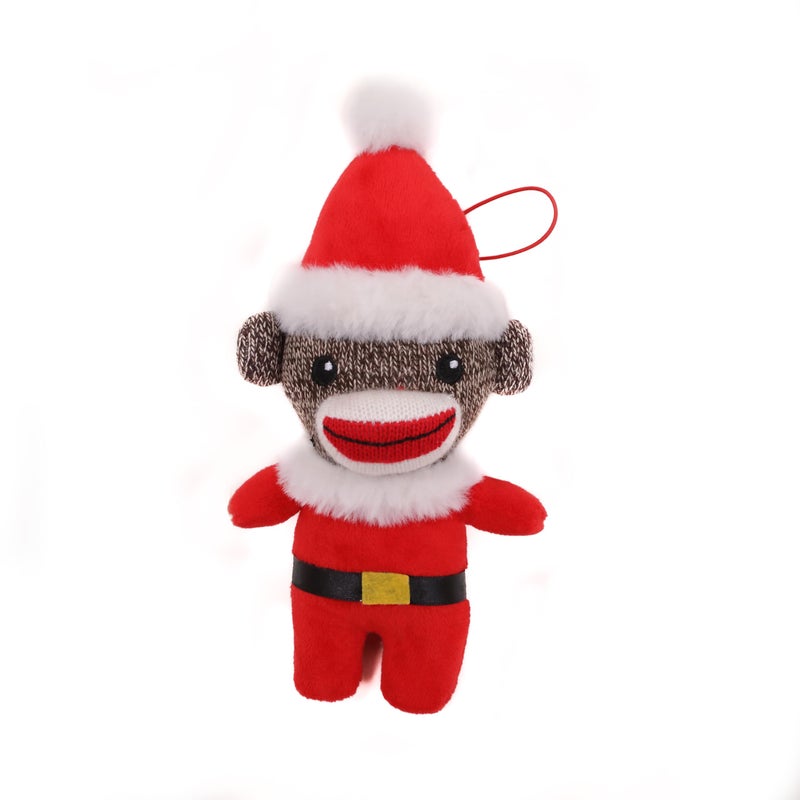 Plushland Christmas Stuffed Animal Toys Cute Soft Sockiez Sock Monkey Christmas Tree Decoration Lovely Gift Xmas Ornament Party Favor 4 Inch Santa - Image 3