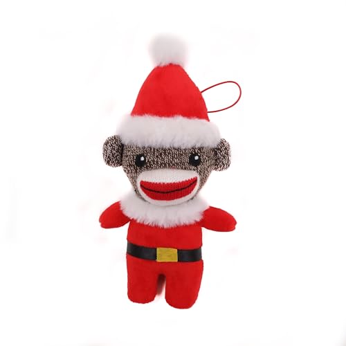 Plushland Christmas Stuffed Animal Toys Cute Soft Sockiez Sock Monkey Christmas Tree Decoration Lovely Gift Xmas Ornament Party Favor 4 Inch Santa - Image 1