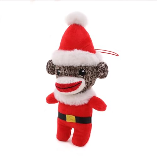 Plushland Christmas Stuffed Animal Toys Cute Soft Sockiez Sock Monkey Christmas Tree Decoration Lovely Gift Xmas Ornament Party Favor 4 Inch Santa - Image 5