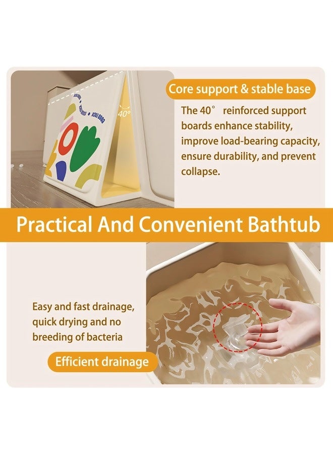 فيكسبلورن حوض استحمام قابل للطي للأطفال، حوض استحمام محمول للأطفال - موفر للمساحة وخفيف الوزن، يأتي مع ألعاب (5 كرات و 2 بطات)، مع سدادة تصريف، سهل التخزين، خفيف الوزن، مناسب للاستخدام المنزلي والسفر، سهل التنظيف، متين وسميك. - Image 5