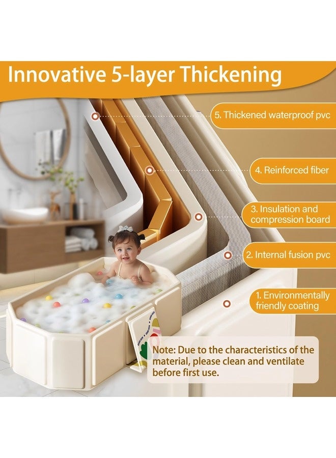 فيكسبلورن حوض استحمام قابل للطي للأطفال، حوض استحمام محمول للأطفال - موفر للمساحة وخفيف الوزن، يأتي مع ألعاب (5 كرات و 2 بطات)، مع سدادة تصريف، سهل التخزين، خفيف الوزن، مناسب للاستخدام المنزلي والسفر، سهل التنظيف، متين وسميك. - Image 4