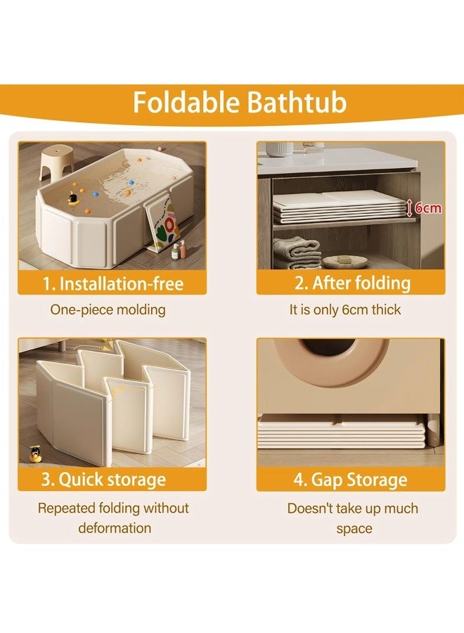 فيكسبلورن حوض استحمام قابل للطي للأطفال، حوض استحمام محمول للأطفال - موفر للمساحة وخفيف الوزن، يأتي مع ألعاب (5 كرات و 2 بطات)، مع سدادة تصريف، سهل التخزين، خفيف الوزن، مناسب للاستخدام المنزلي والسفر، سهل التنظيف، متين وسميك. - Image 3