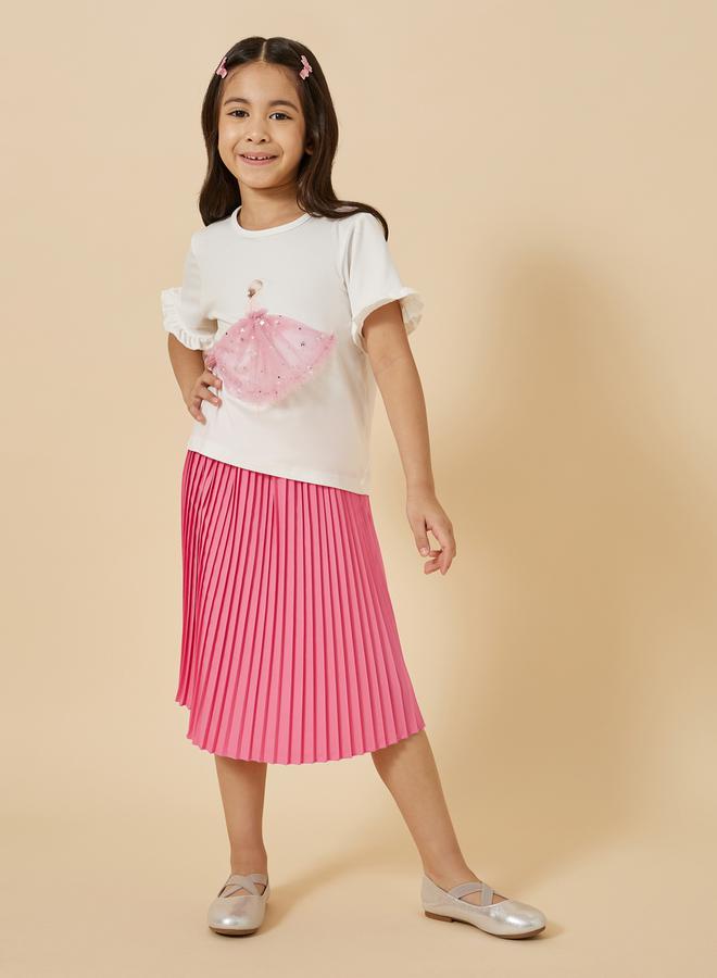 Graphic Print T-Shirt and Skirt Set