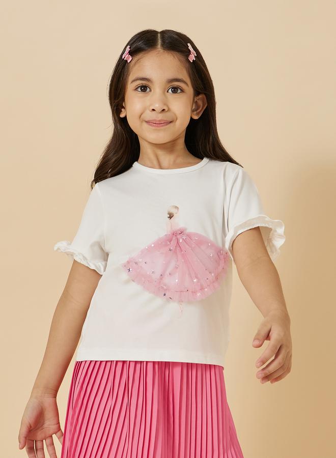 Graphic Print T-Shirt and Skirt Set