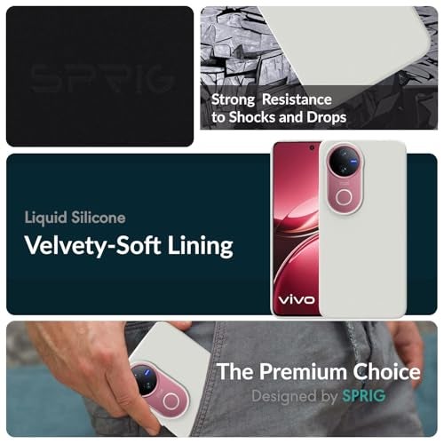 SPRIG Compatible with Vivo V50e Premium SilkTone Back Cover Drop Tested Shock Proof Mobile Case for Men, Women, Boys and Girls with Camera Protection (Light Grey) - Image 3