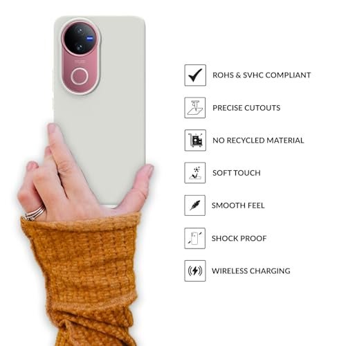 SPRIG Compatible with Vivo V50e Premium SilkTone Back Cover Drop Tested Shock Proof Mobile Case for Men, Women, Boys and Girls with Camera Protection (Light Grey) - Image 4