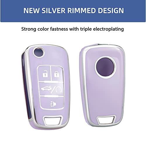 OFFCURVE غطاء مفتاح OFFCURVE لسيارات شيفروليه، غلاف واقي كامل من TPU يناسب شيفروليه شيفي GMC بويك إنكور تيرين مالibu كامارو كروز إمبالا إكوينوكس فولت سبارك سونيك، بنفسجي - Image 4