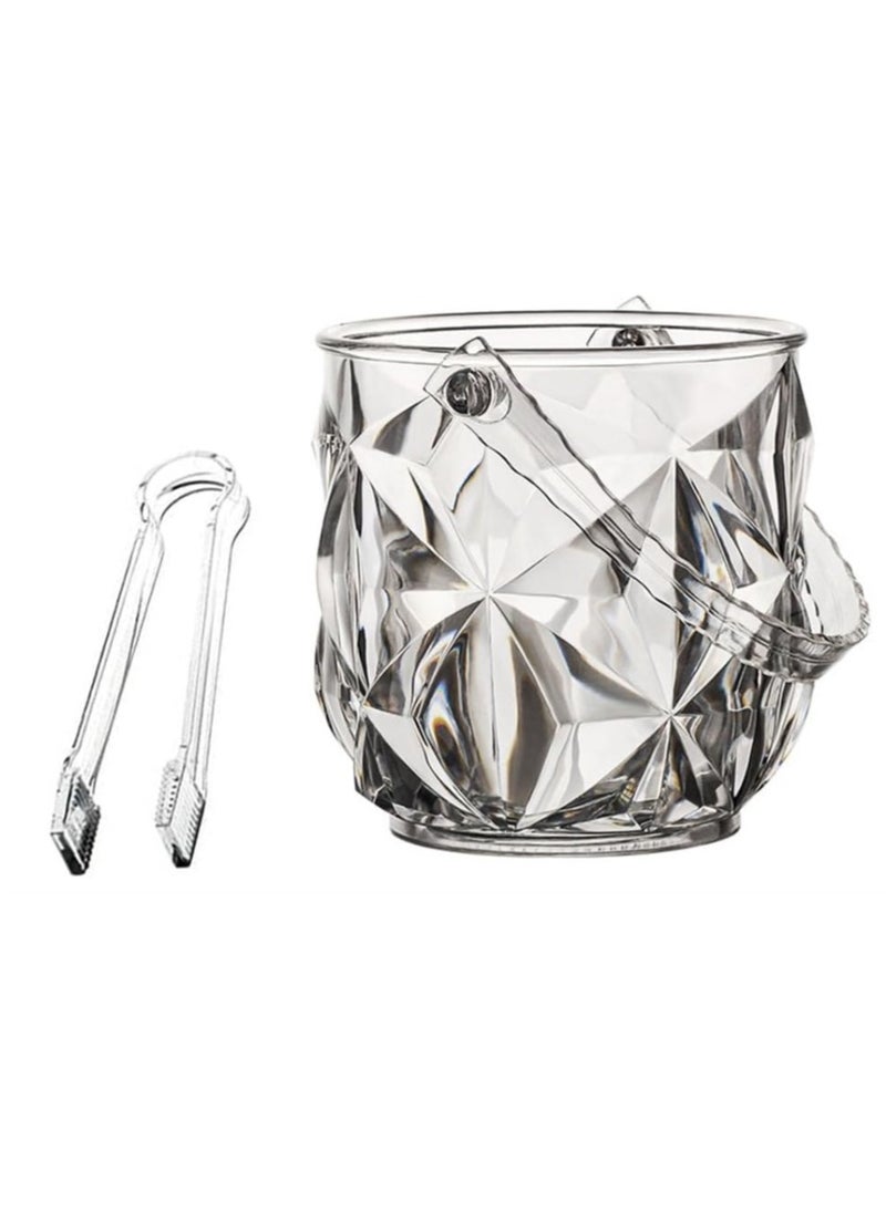 OASIS-TH - Elegant Transparent Ice Bucket Handle & Servings Tongs Diamond Shape Design - Image 1