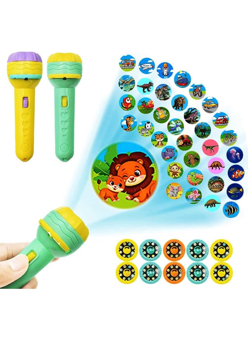 BELLABOTA BELLABOTA Mini Slide Projector Flashlight Torch with 24 Pattern Slide Flashlight Lamp Education Learning Night Light Before Going to Bed for Kids Multicolor  - Image 1