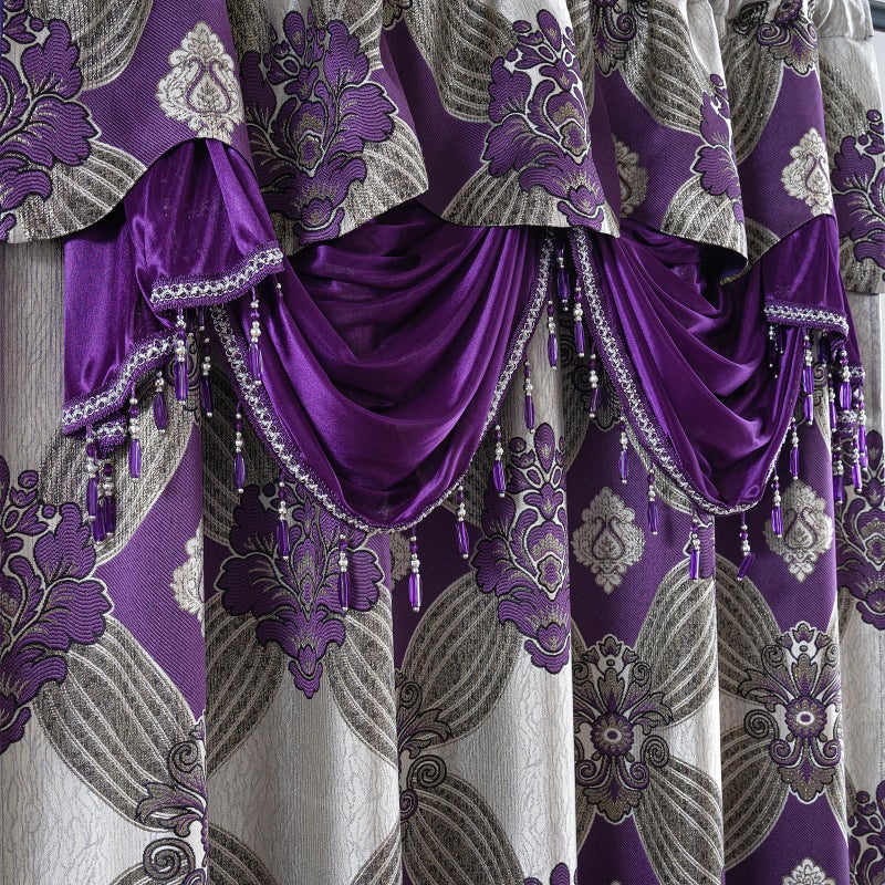 Petrichor Elegant Curtains with Gold Silver Threads 2 Panels Set - Luxury Window Treatment Attached Valance, Sheer Backing, and 2 Tie Backs for Bedroom and Living Room, 54x63 inches, Purple - Image 5