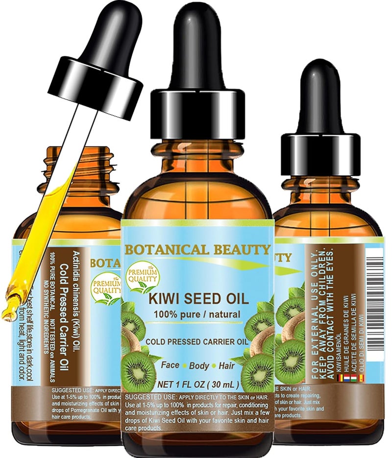 Botanical Beauty KIWI SEED OIL 100 Pure Natural Undiluted Virgin Cold Pressed Carrier Oil 1 Floz 30 ml for Face Skin Body Hair Nail Care