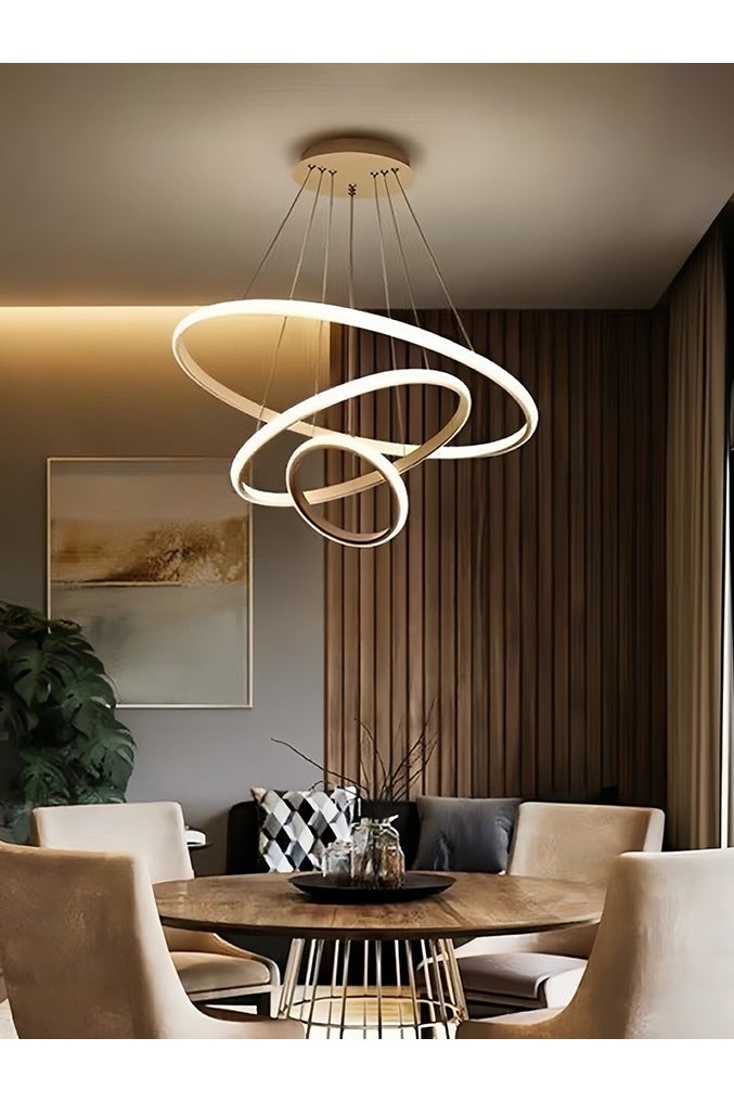 APEX Smart Modern LED Chandeliers, 3 Rings LED Pendant Light Fixture Dimmable Contemporary Circular LED with BT Wireless  Remote Control 3 Color - Image 4