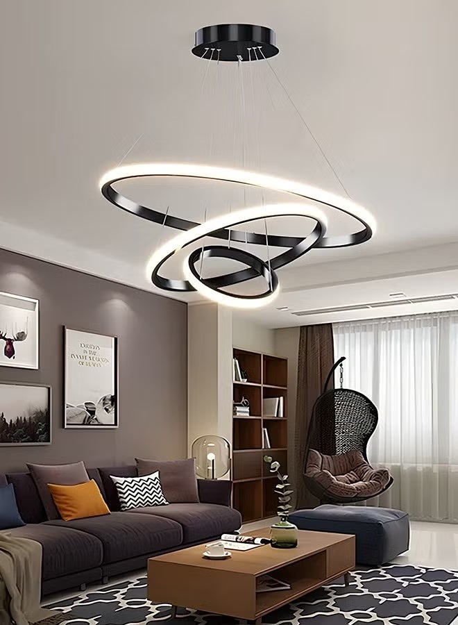 APEX Smart Modern LED Chandeliers, 3 Rings LED Pendant Light Fixture Dimmable Contemporary Circular LED with BT Wireless  Remote Control 3 Color - Image 2