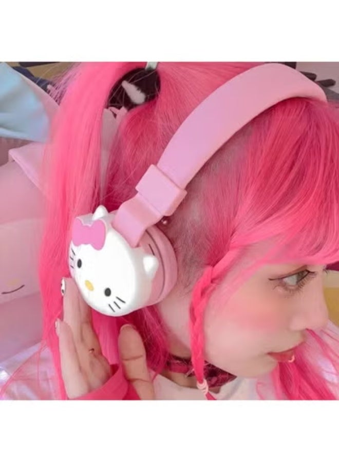 هالو كيتي سماعات رأس لاسلكية بتقنية بلوتوث بتصميم هيلو كيتي الكرتوني، مزودة بميكروفون مدمج، تأتي في علبة هدايا للأطفال. - Image 3