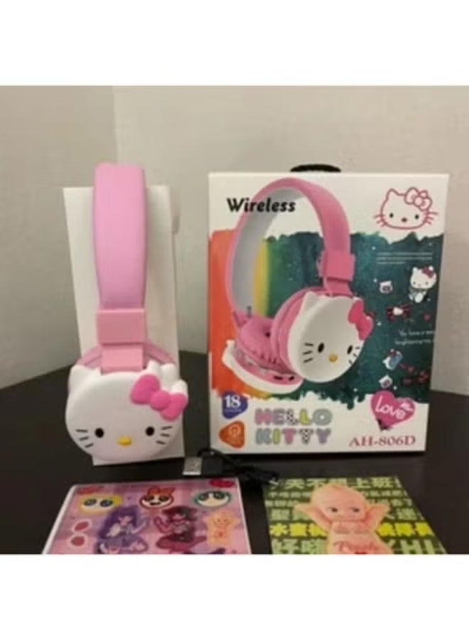 هالو كيتي سماعات رأس لاسلكية بتقنية بلوتوث بتصميم هيلو كيتي الكرتوني، مزودة بميكروفون مدمج، تأتي في علبة هدايا للأطفال. - Image 5